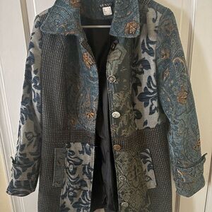 VENUS Women's Multicolor Patterned Coat. Size 8-fits more like a size 6.